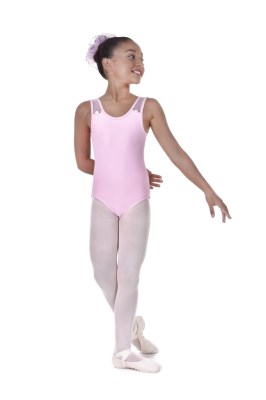 Girls tank leotard with mesh low back